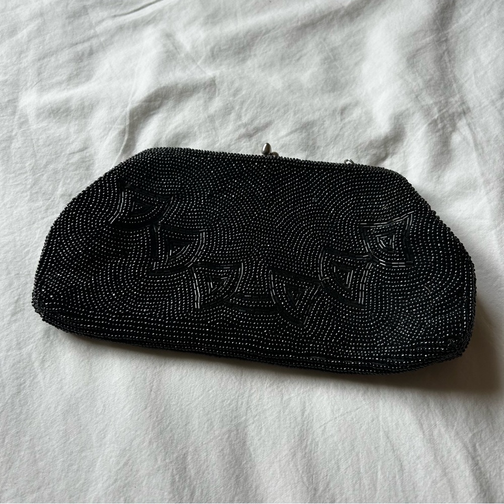 Elegant Black Beaded Clutch